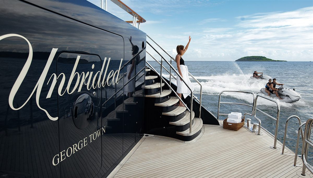 Relaxing on the deck of a luxury yacht
