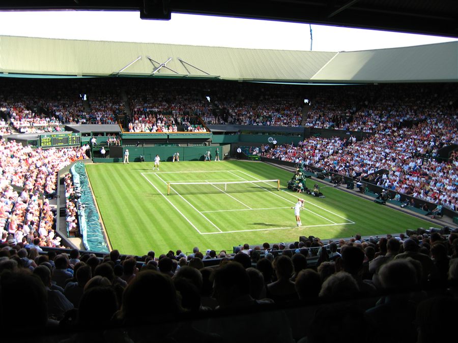 Centre Court at Wimbledon during a match